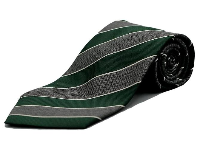 Ermenegildo Zegna Corbata a Rayas Verdes y Grises
