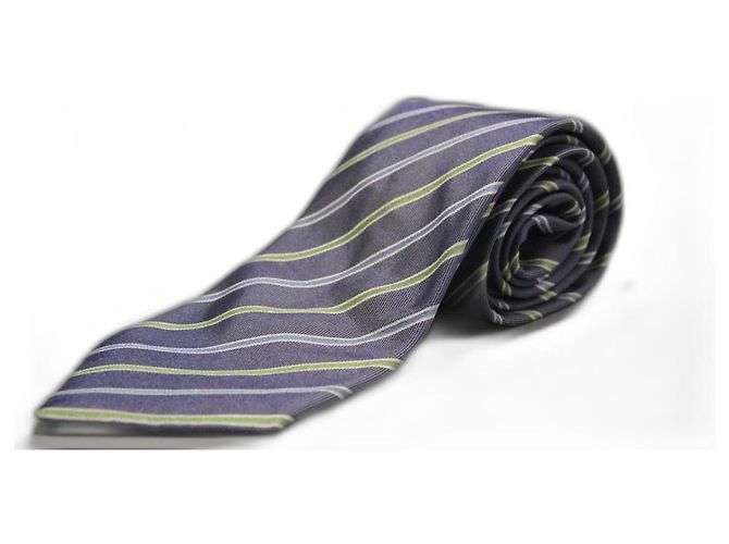 Autre Marque Corbata Azul a Rayas Verdes y Azules Blu