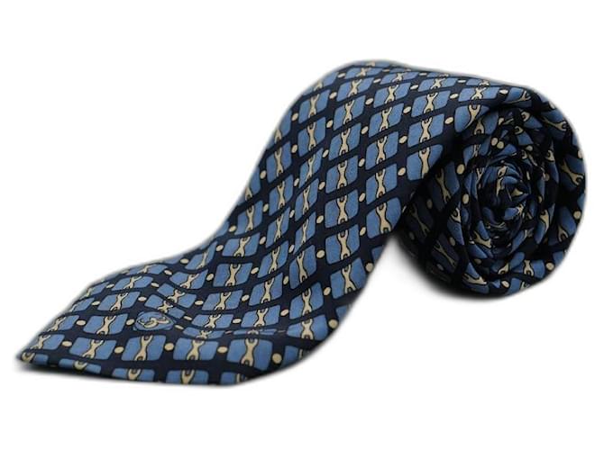 Autre Marque Corbata Azul avec design de chaîne Soie Bleu  ref.1345714