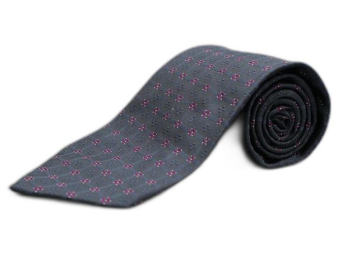 Hermès Corbata Azul con Diseños Granates 
