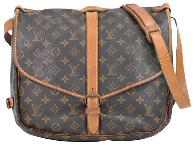 Louis Vuitton Saumur 35 Marrom Lona  ref.1346183