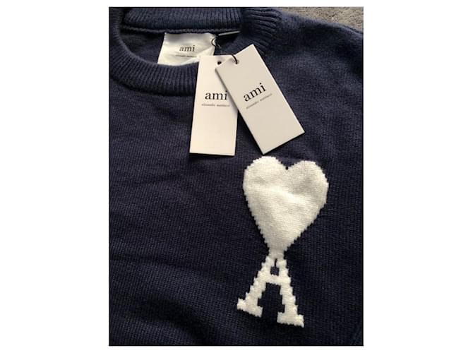 Ami paris navy blue sweater Cotton  ref.1346188