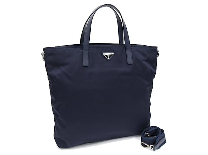 Tote Prada Tessuto Blu navy Sintetico  ref.1346214