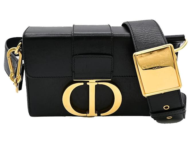 DIOR 30 Montaigne Negro Cuero  ref.1346283