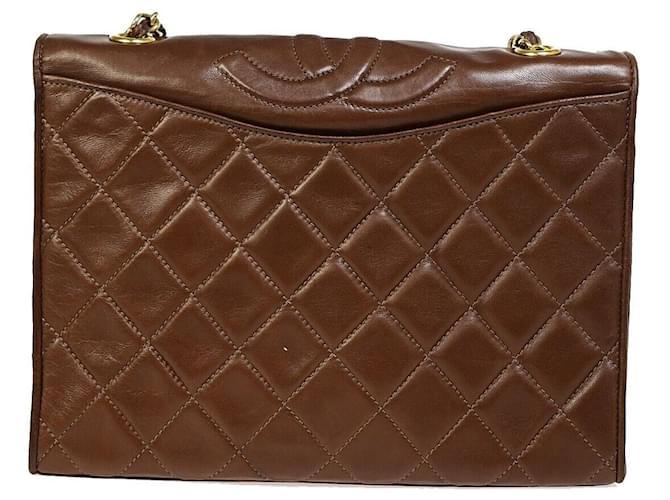 Chanel Matelassé Brown Leather  ref.1346314