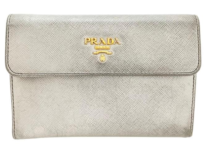 Prada Saffiano Argento Pelle  ref.1346405