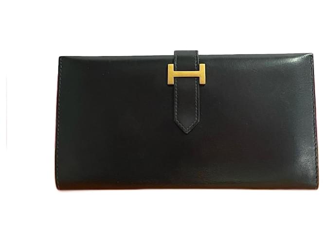 Hermès Béarn Black Pony-style calfskin  ref.1346443