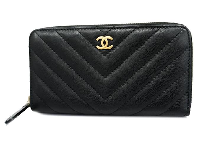 Timeless Chanel chevron Black Leather  ref.1346469