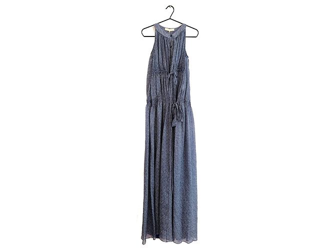 Vanessa Bruno Silk Micro-Pattern Dress Indigo Blue Dark blue