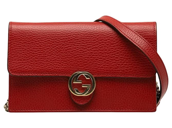 Gucci Interlocking G Red Leather  ref.1346478