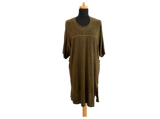 Isabel Marant Uther Leinenjersey Minikleid Tunika Bronze Khaki