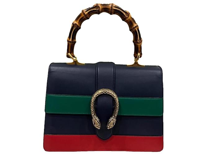 Gucci Dionysus Bamboo Red Green Navy blue Leather  ref.1346520