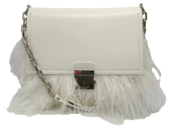 Bolsa de ombro com aba trapézio Mia em couro branco óptico da coleção Michael Kors  ref.1346653