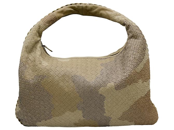 Bottega Veneta Light Brown Two Tone Woven Hobo Bag Leather  ref.1346656