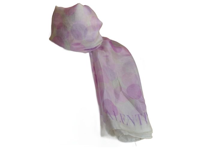 Valentino Garavani Pañuelo de Seda Morado Blanco