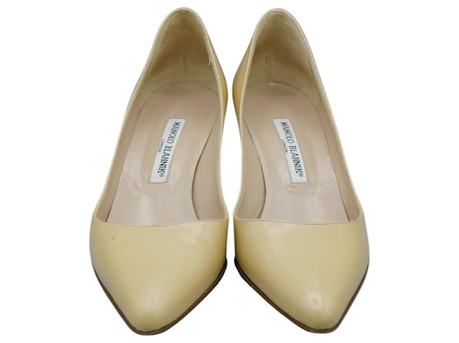 Manolo Blahnik Tacón Beige Leather  ref.1346735