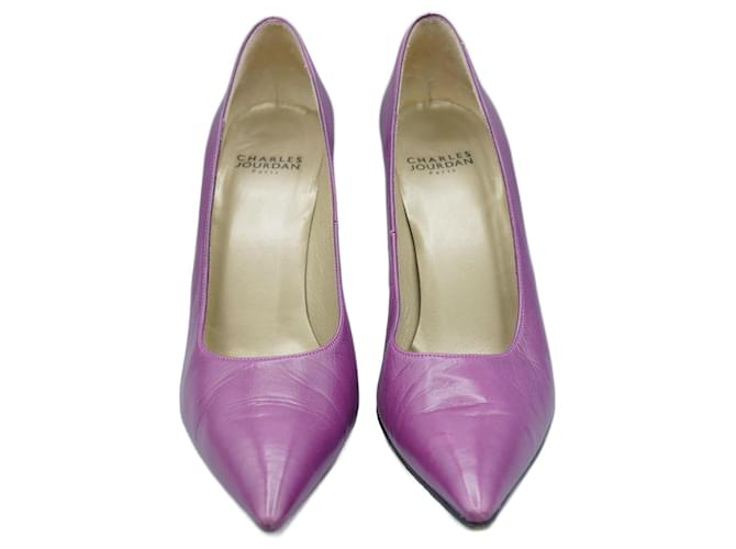 Charles Jourdan Tacones de Cuero Morados Cuir Violet  ref.1346747