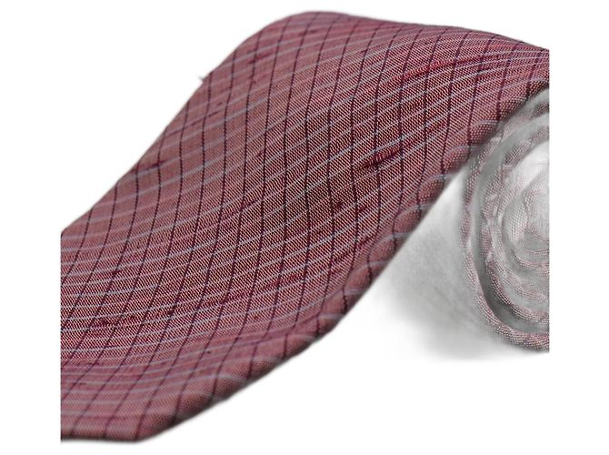 Autre Marque Corbata Granate a Cuadros Rosso 