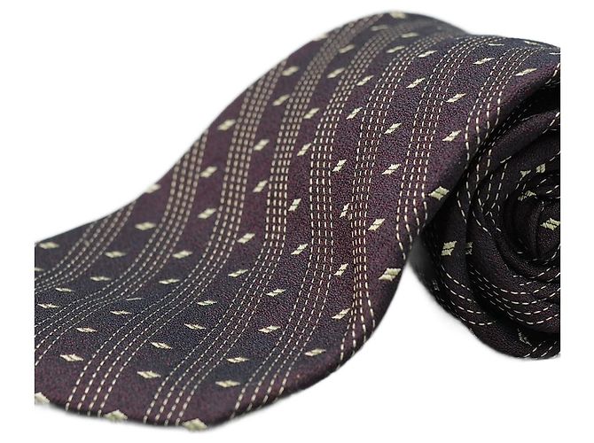 Cravatta Donna Karan in seta viola con motivo a rombi Porpora