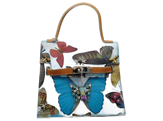 Autre Marque Bolso Pequeño Azul de Mariposas Cuir Bleu  ref.1346795