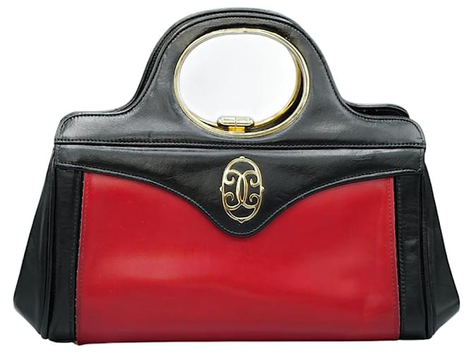 Autre Marque Bolso Vintage Rojo y Negro Nero Pelle  ref.1346820