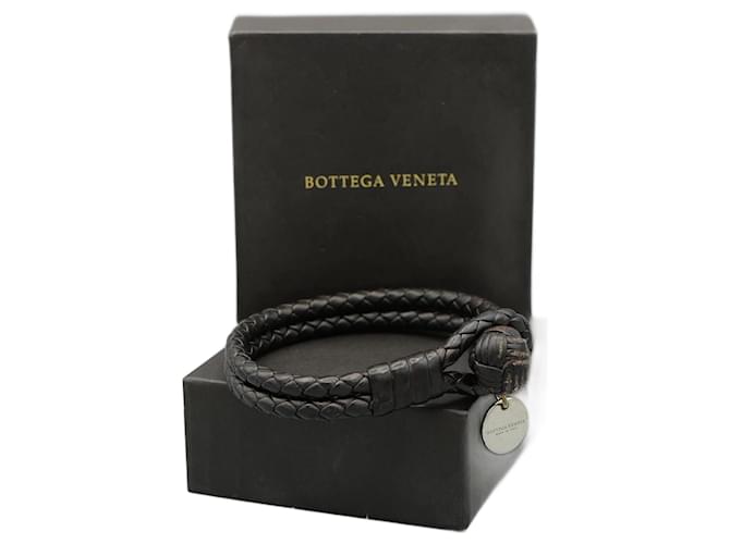 Bottega Veneta Pulsera Marrón de Cuero Brown Leather  ref.1346837