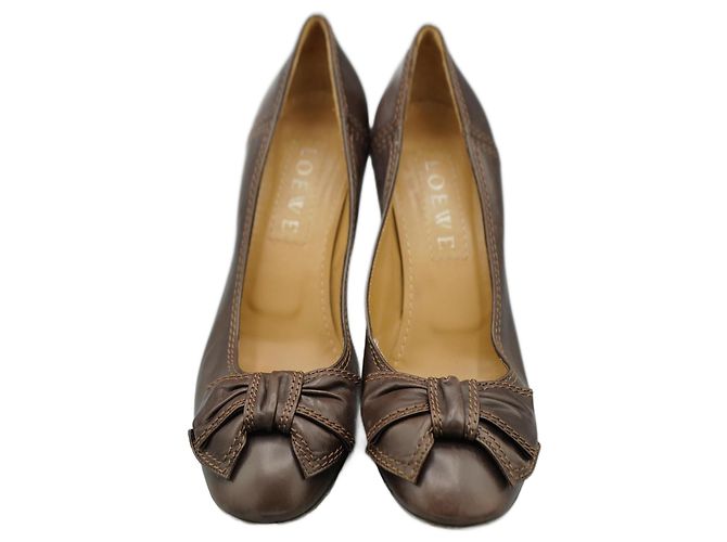 Loewe Tacones de Cuero Marrón Castaño