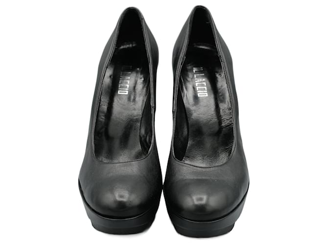 Autre Marque Tacones Negros de Piel Preto Pele  ref.1346845