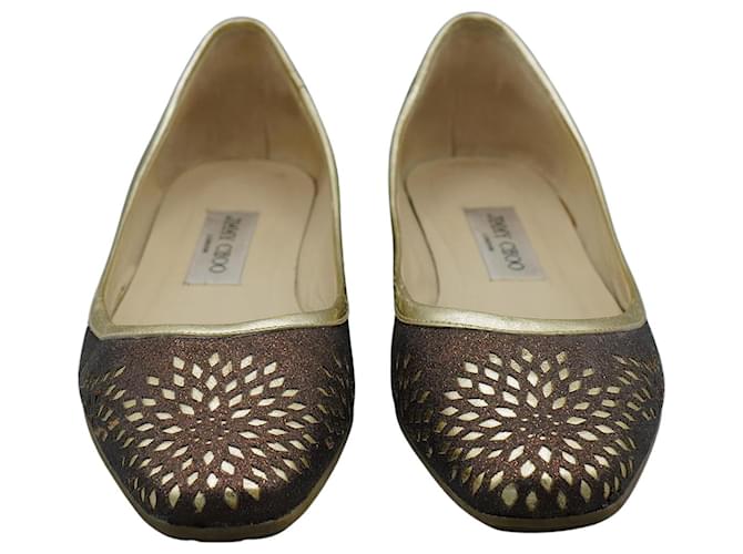 Jimmy Choo Bailarinas Planas Marrones Brown Leather  ref.1346859