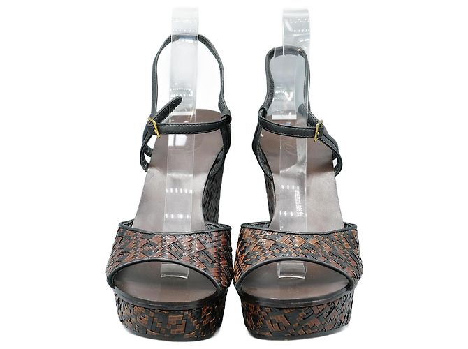 Ash Brown Leather Wedges Size 40