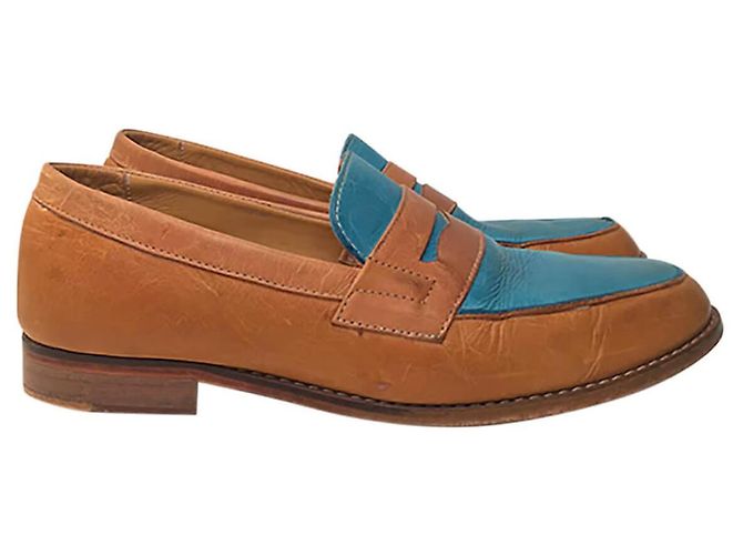 Mocasines de cuero Valentine Gauthier camel turquesa Beige