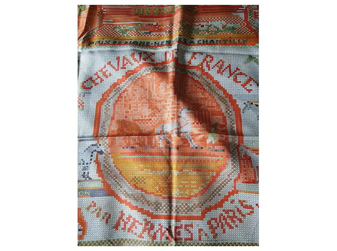 Hermès Hermes' horses Orange Silk  ref.1347043