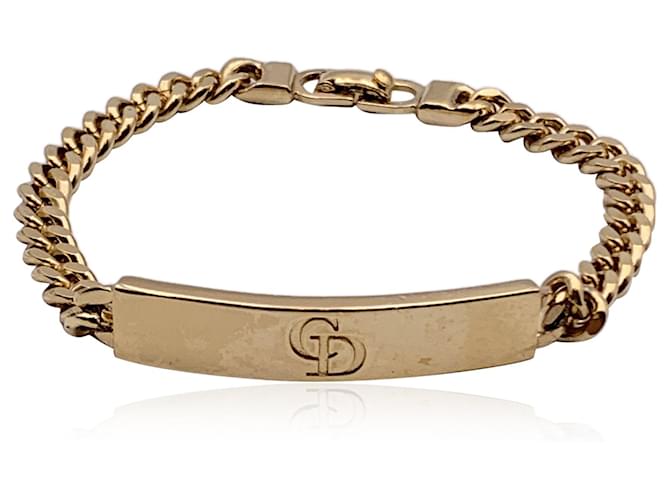 Christian Dior Bracelet avec logo à maillons en métal doré avec logo CD vintage  ref.1347054