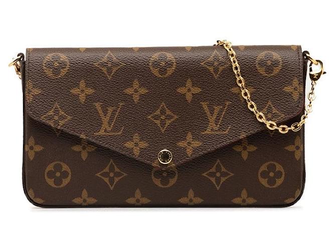 Borsa a spalla Louis Vuitton Monogram Pochette Felicie Chain M81896 in pelle PVC marrone in ottime condizioni Plastica  ref.1347097