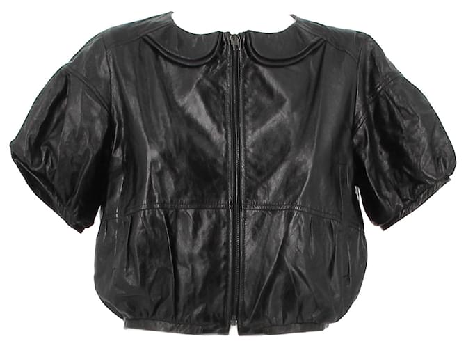 MIU MIU  Jackets T.it 42 leather Black  ref.1347264