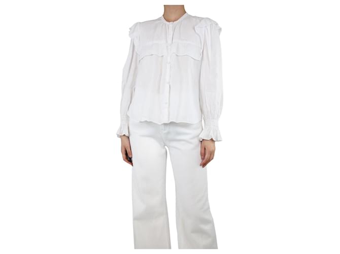 Isabel Marant Etoile Camisa de linho branca com babados - tamanho UK 12 Branco  ref.1347329