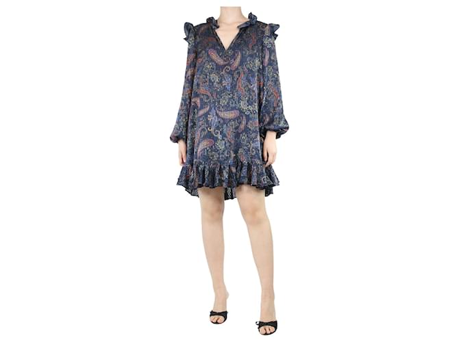 Maje Mini-robe imprimée cachemire bleu foncé - taille UK 10 Viscose  ref.1347331