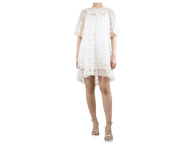 Christian Dior Cream lace ruffled dress - size UK 8 Cotton  ref.1347346