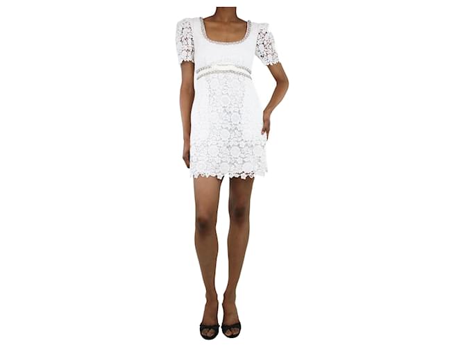 Self portrait White Guipure lace mini dress - size UK 6 Polyester  ref.1347348