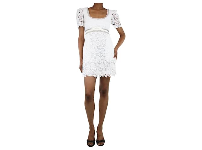 Self portrait Mini-robe en dentelle Guipure blanche - taille UK 6 Polyester  ref.1347348