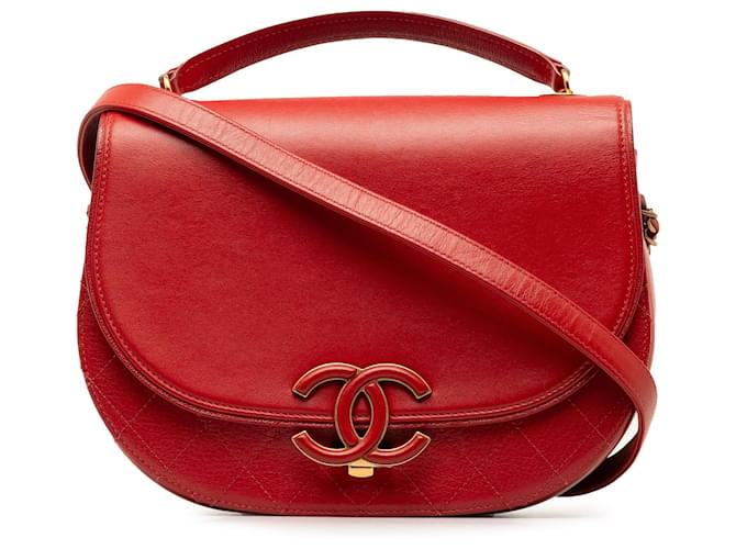 Chanel Red Couro de bezerro médio Coco Curve Flap Vermelho Bezerro-como bezerro  ref.1347470