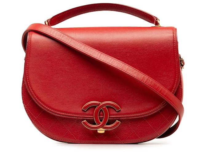 Chanel Red Medium Calfskin Coco Curve Flap Leather Pony-style calfskin  ref.1347470