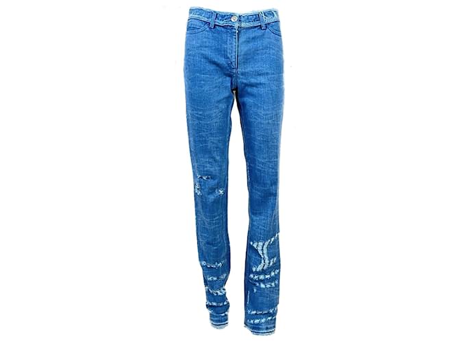 Chanel Nouveaux jeans déchirés Coton Bleu  ref.1347486