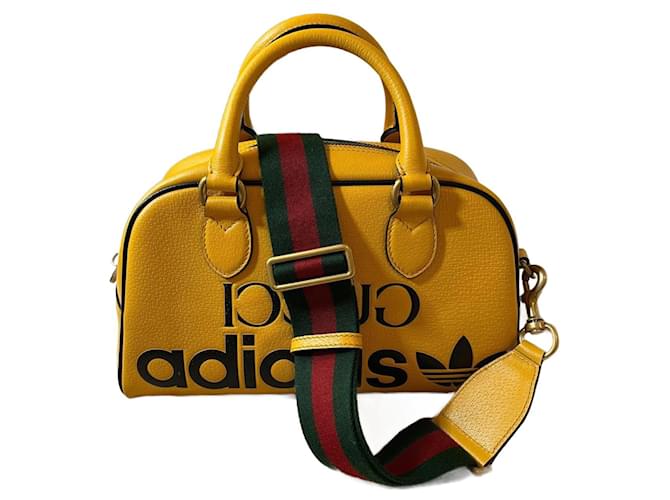 Bolsa de viagem Gucci X Adidas Amarelo Couro  ref.1347493