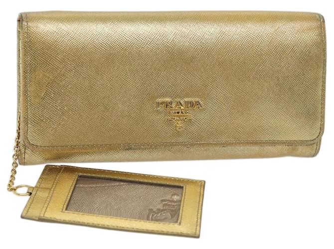 Saffiano Cartera larga de piel PRADA Safiano Auténtica en tono dorado 72010  ref.1347507