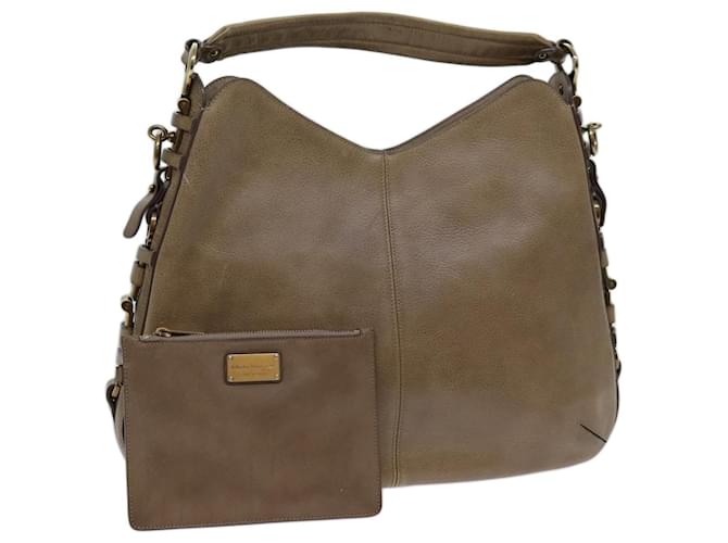 Salvatore Ferragamo Shoulder Bag Leather Beige Auth bs13669  ref.1347605