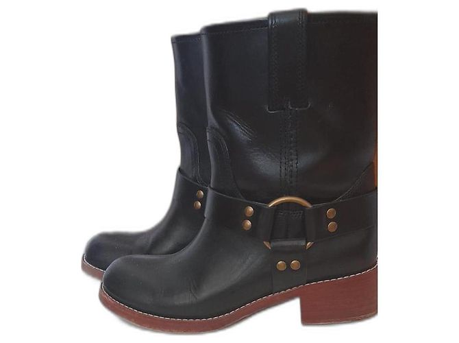 Marc Jacobs Biker Harness Boots Black Leather