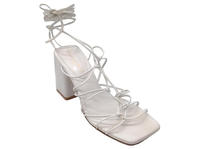 Gianvito Rossi White Lace Up Leather Sandals  ref.1347664