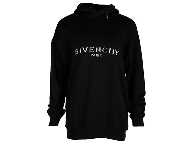 GIVENCHY 3Moletom com capuz com logotipo D em algodão preto  ref.1347692