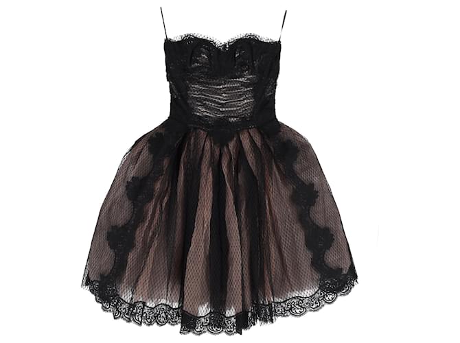 Robe corset sans bretelles Dolce & Gabbana en tulle et maille noirs Soie  ref.1347723